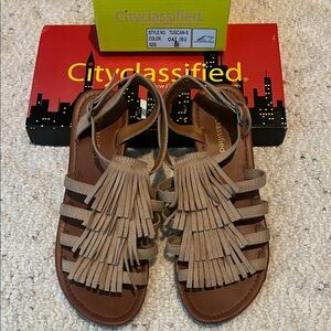 Cityclassified Beige Tassel Sandals